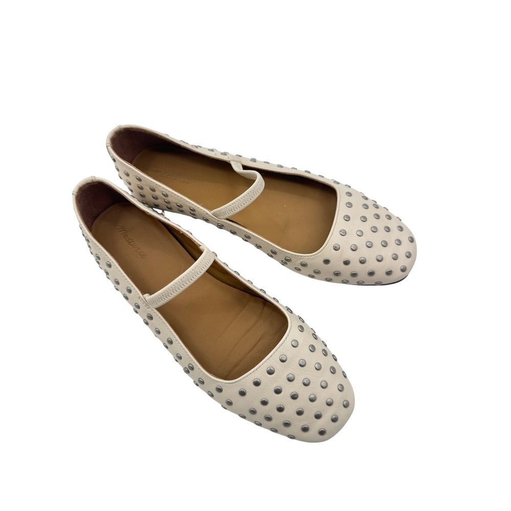Madewell Greta Ballet Flat Off White Studded Jane Shoes Women Size 6.5 - Picture 4 of 12